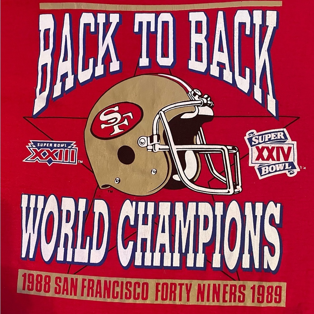 Vintage San Francisco 49ers Back To Back World NFL Champions 1989-1990 Size M